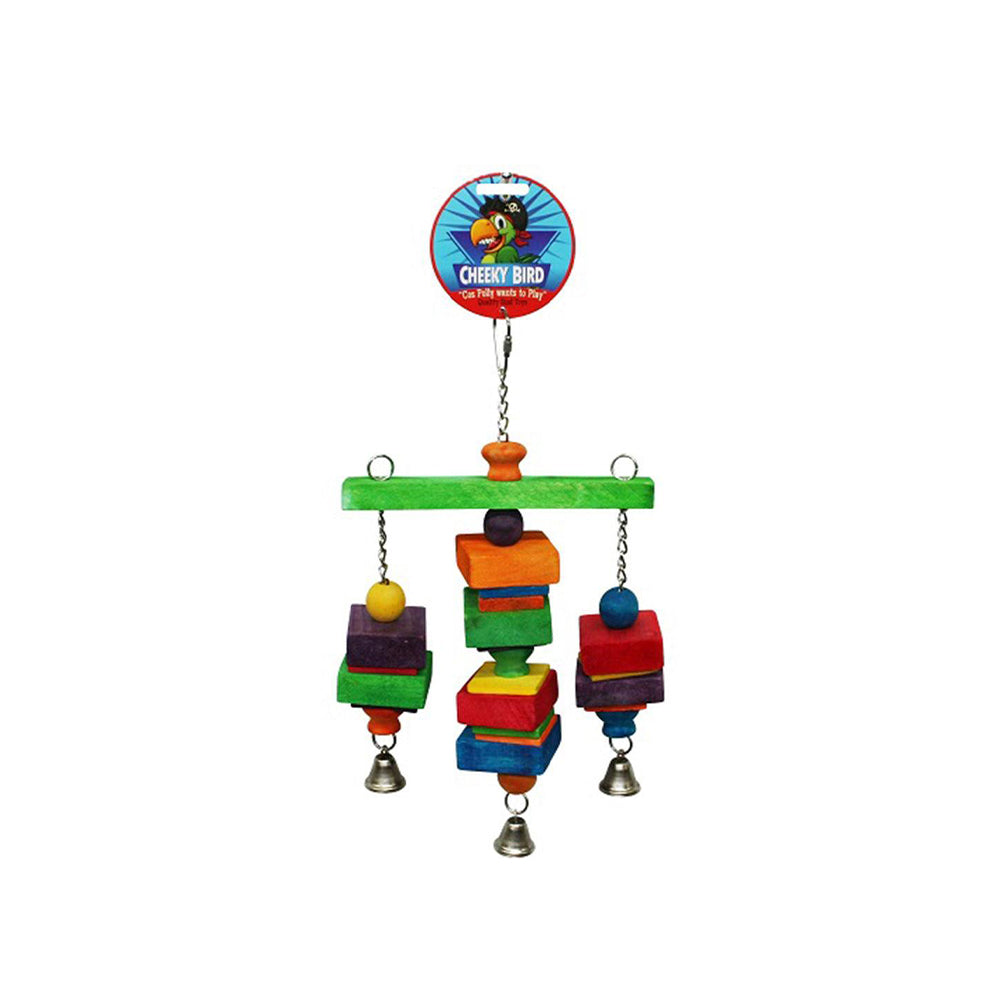 CHEEKY BIRD Hanging Tri-Bell Medium Bird Toy