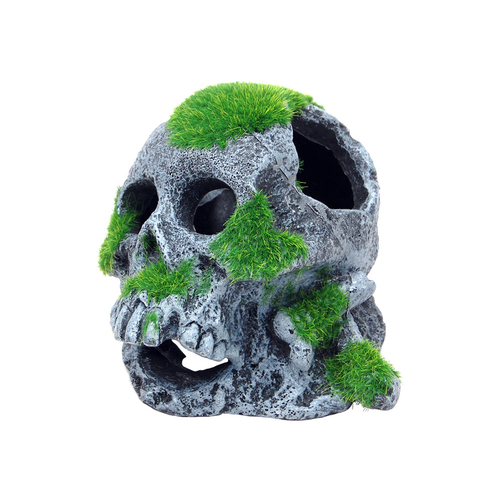 BIOSCAPE Moss Covered Skull Aquarium Ornament 12 x 13cm β product image 1