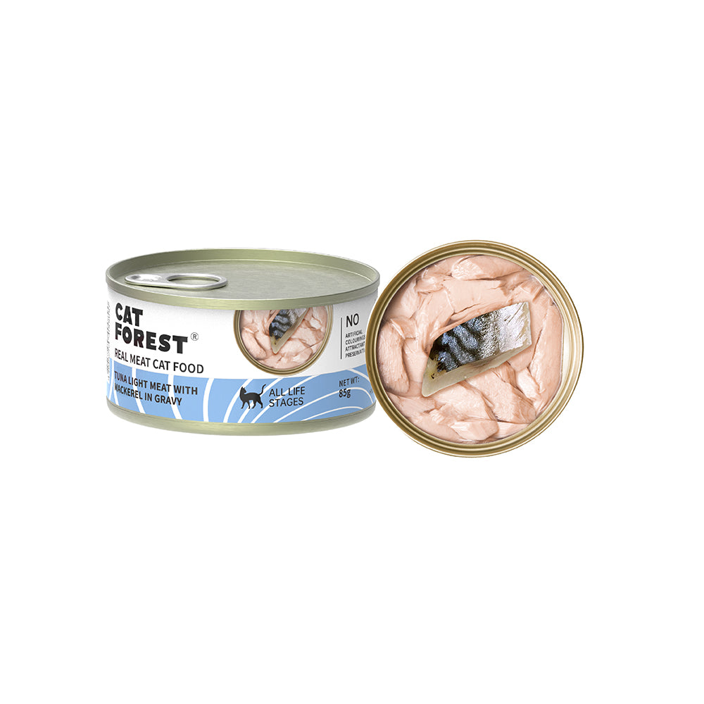 CAT FOREST Classic Tuna White Meat With Mackerel In Gravy Cat Canned Food