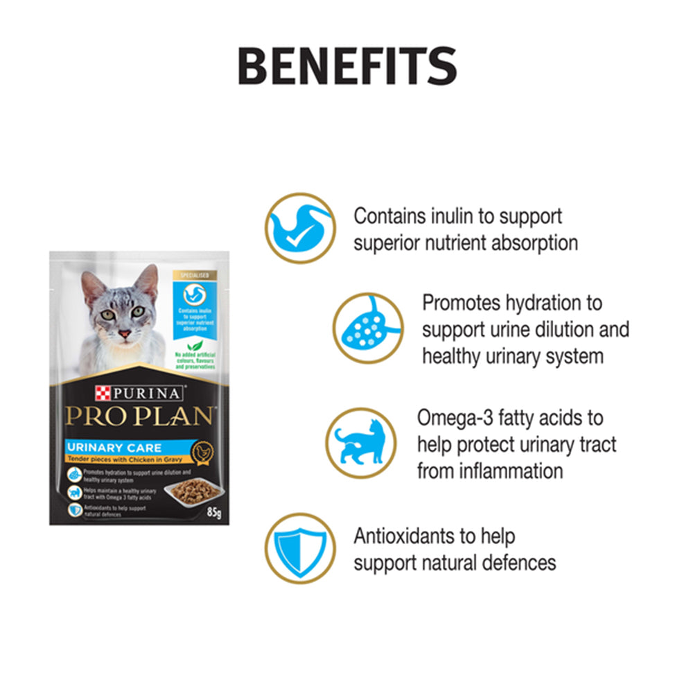 PRO PLAN Urinary Care Tender Pieces With Chicken In Gravy Adult Wet Cat Food 85g x 12