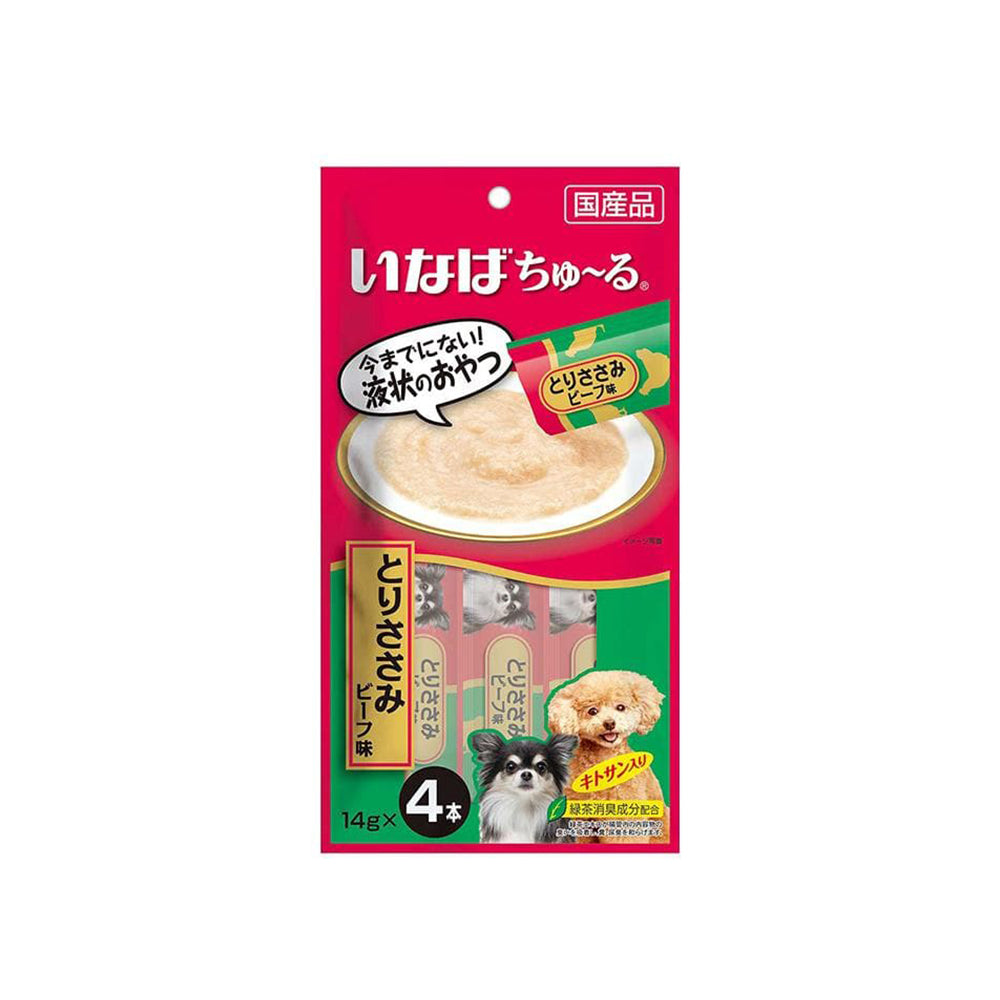 CIAO Churu Chicken Fillet Beef Flavour Dog Treats 4x14g