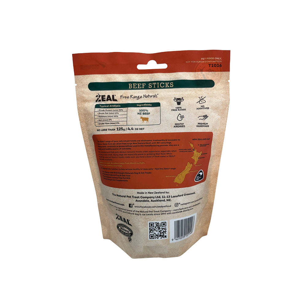ZEAL Beef Sticks Air Dried Pet Treats 125g