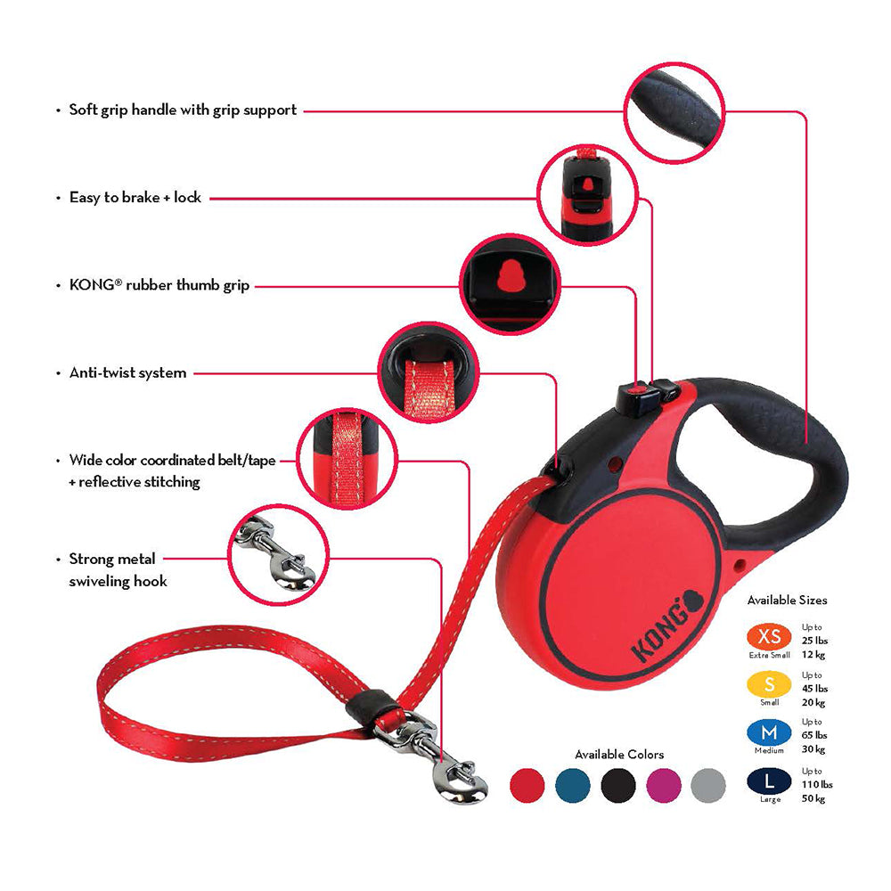 KONG Terrain Black Retractable Leashes