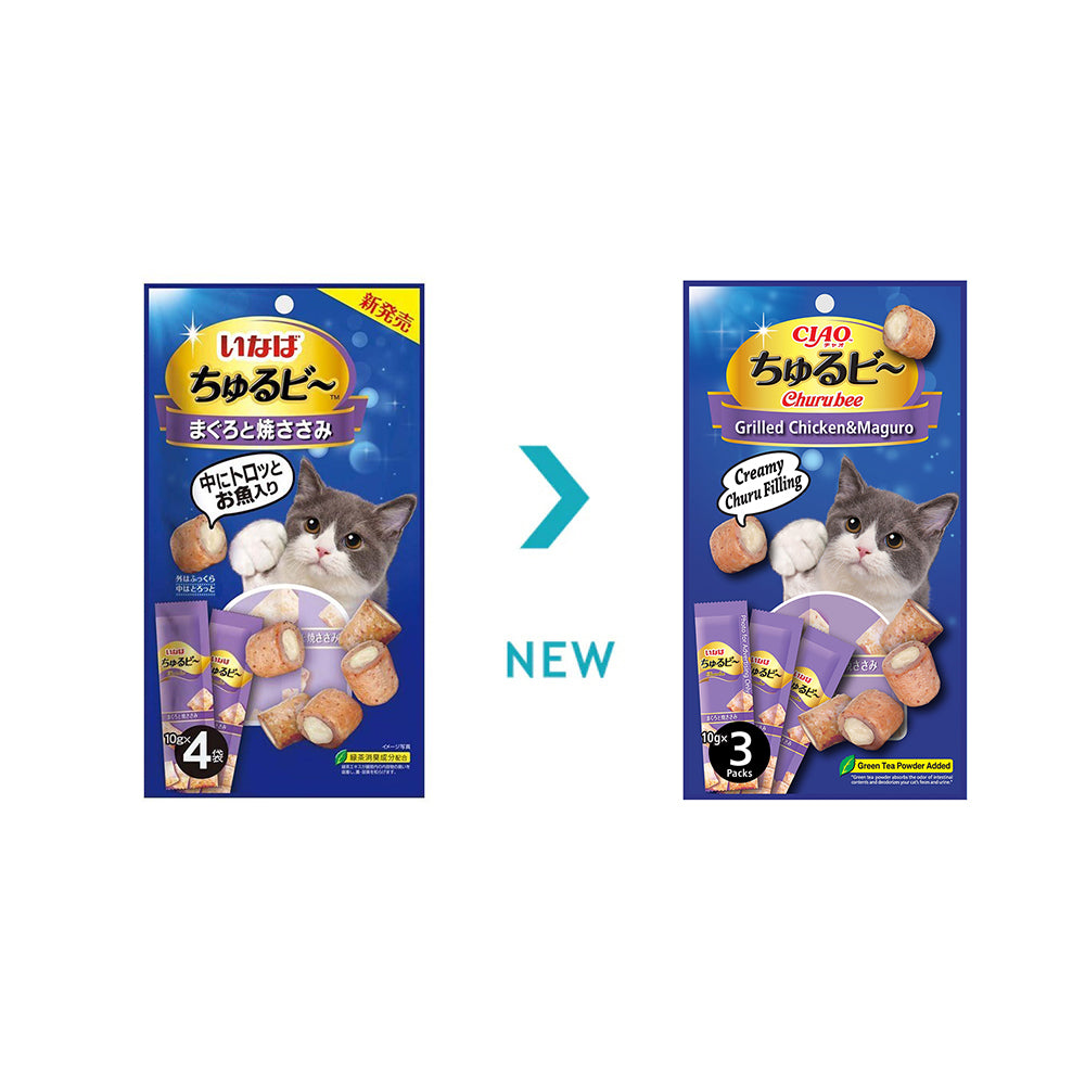 CIAO Churu Bee Grilled Chicken Maguro Cat Treats 3x10g