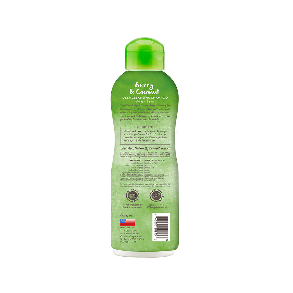 TROPICLEAN Berry & Coconut Deep Cleansing Shampoo For Cats & Dogs 355mL