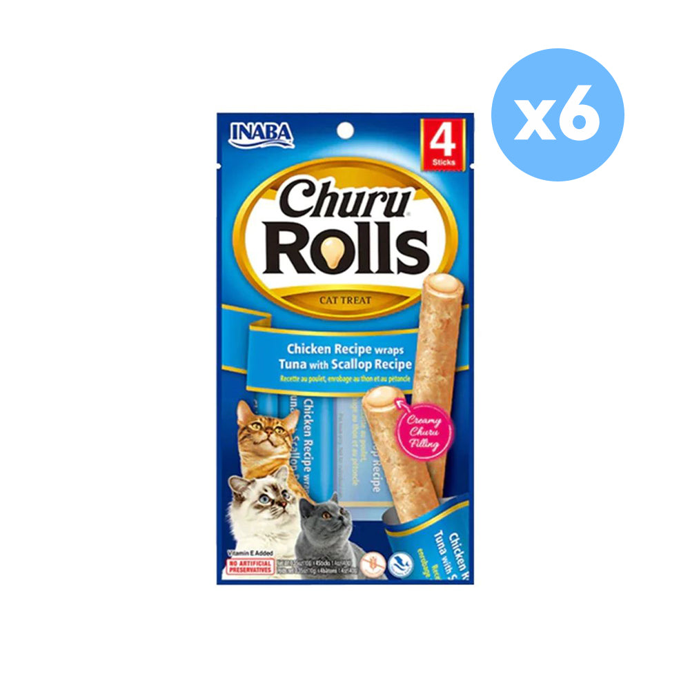 INABA Churu Rolls Chicken with Tuna & Scallop Recipe Cat Treats