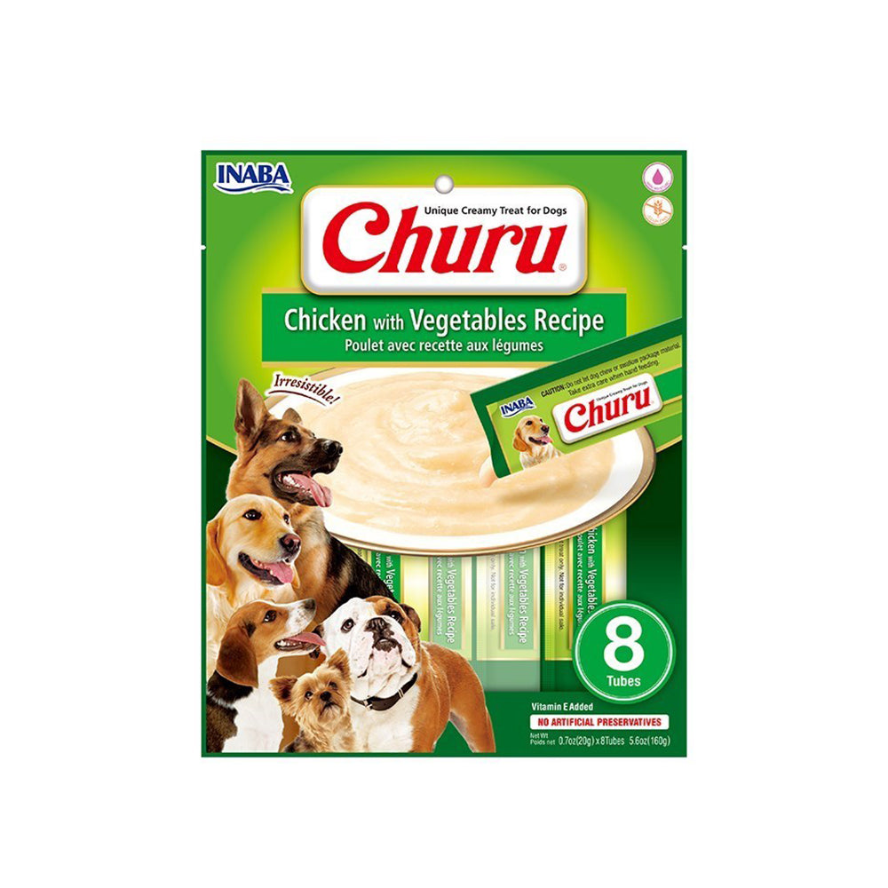 INABA Churu Chicken with Vegetables Recipe Wet Dog Treats 8x20g