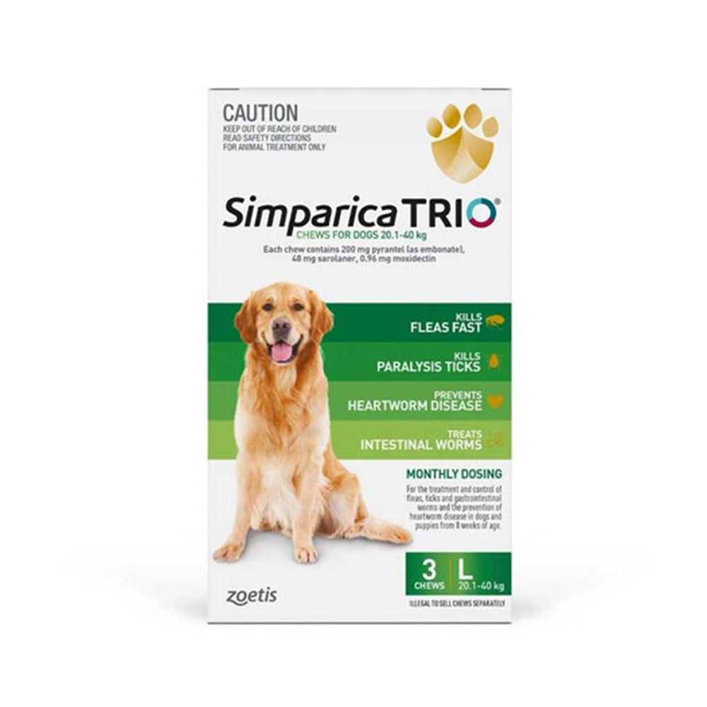 SIMPARICA Trio Large Dog 20.1-40Kg Green