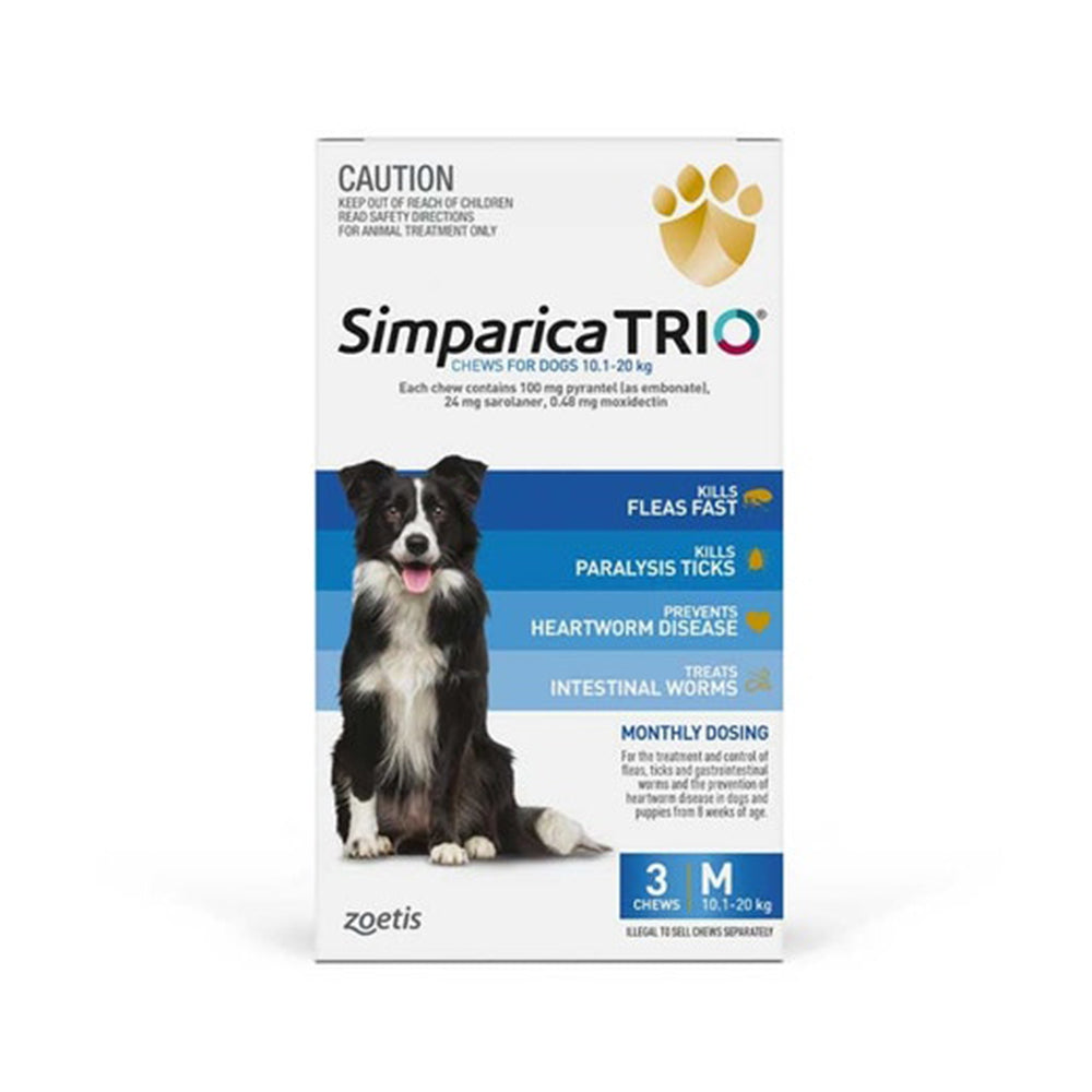 SIMPARICA Trio Medium Dog 10.1-20Kg Blue