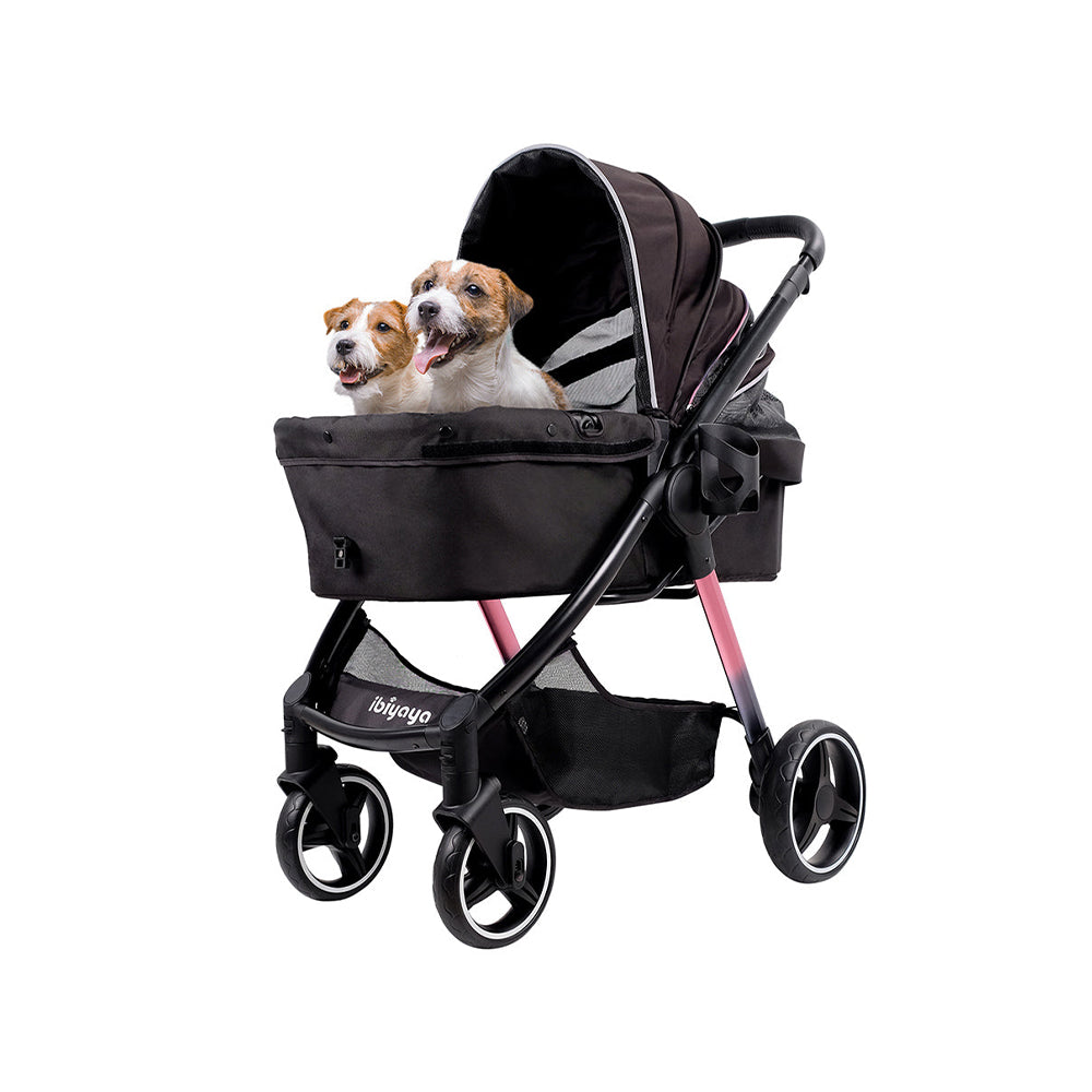 IBIYAYA Luxury Retro Style Foldable Pet Stroller For Up To 30Kg