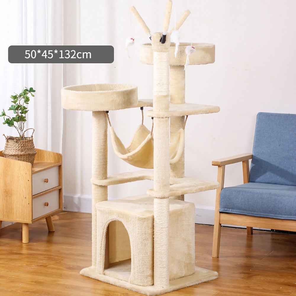 Luxury Multi-Level Sisal Cat Tree - Large 132x45x50cm