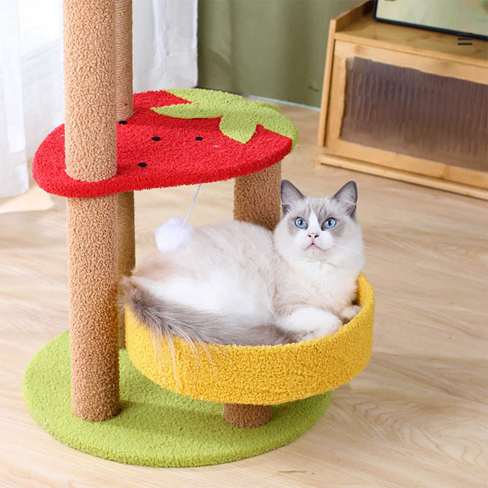 Fruit 3-Level Sisal Cat House And Tree 92x45x45cm