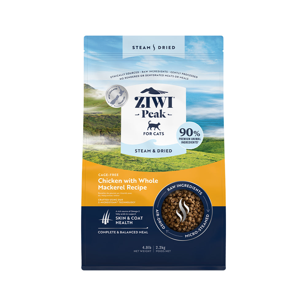 ZIWI PEAK Steam & Dried Cage-Free Chicken with Whole Mackerel Cat Food