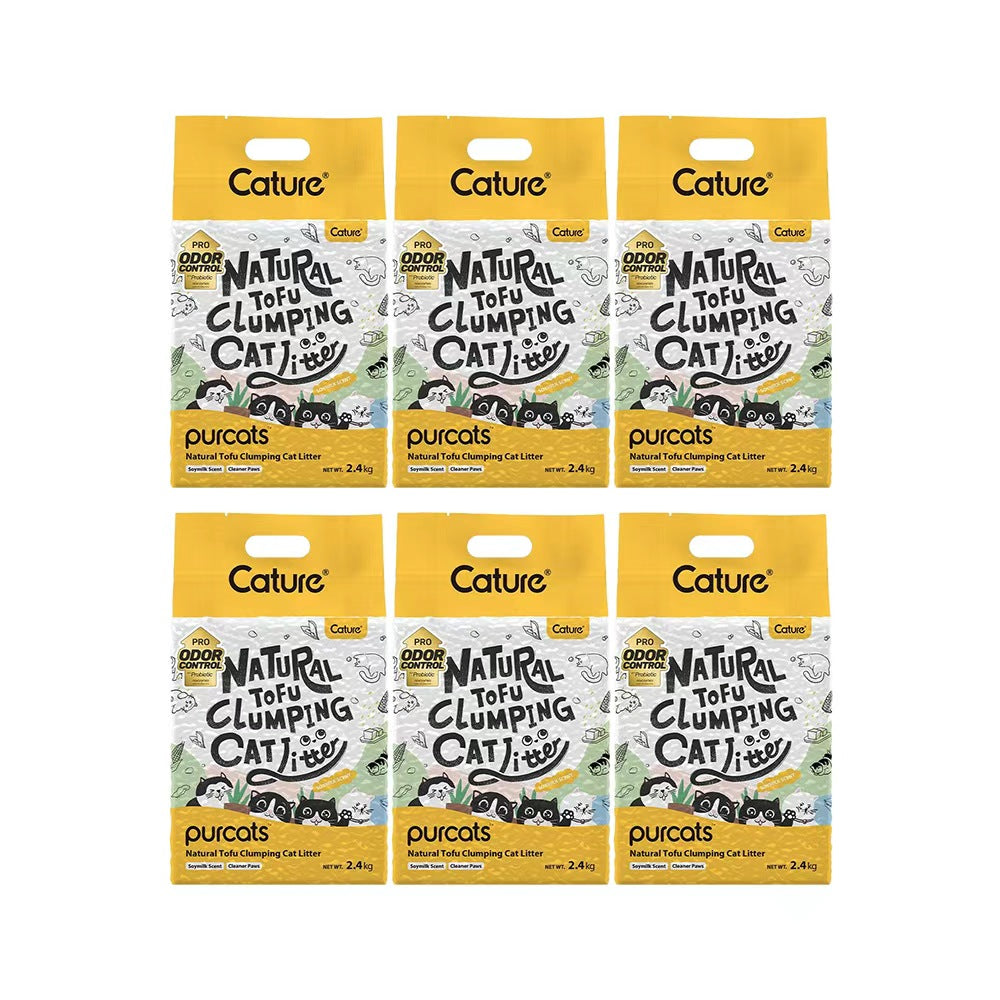CATURE Original Tofu Clumping Cat Litter – Unscented, Fast Clumping, Low Tracking