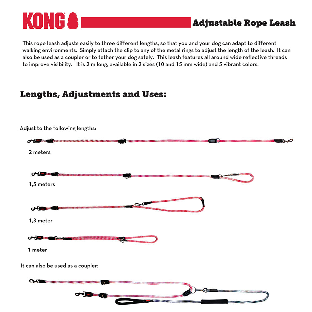 KONG Adjustable Rope Black Leashes