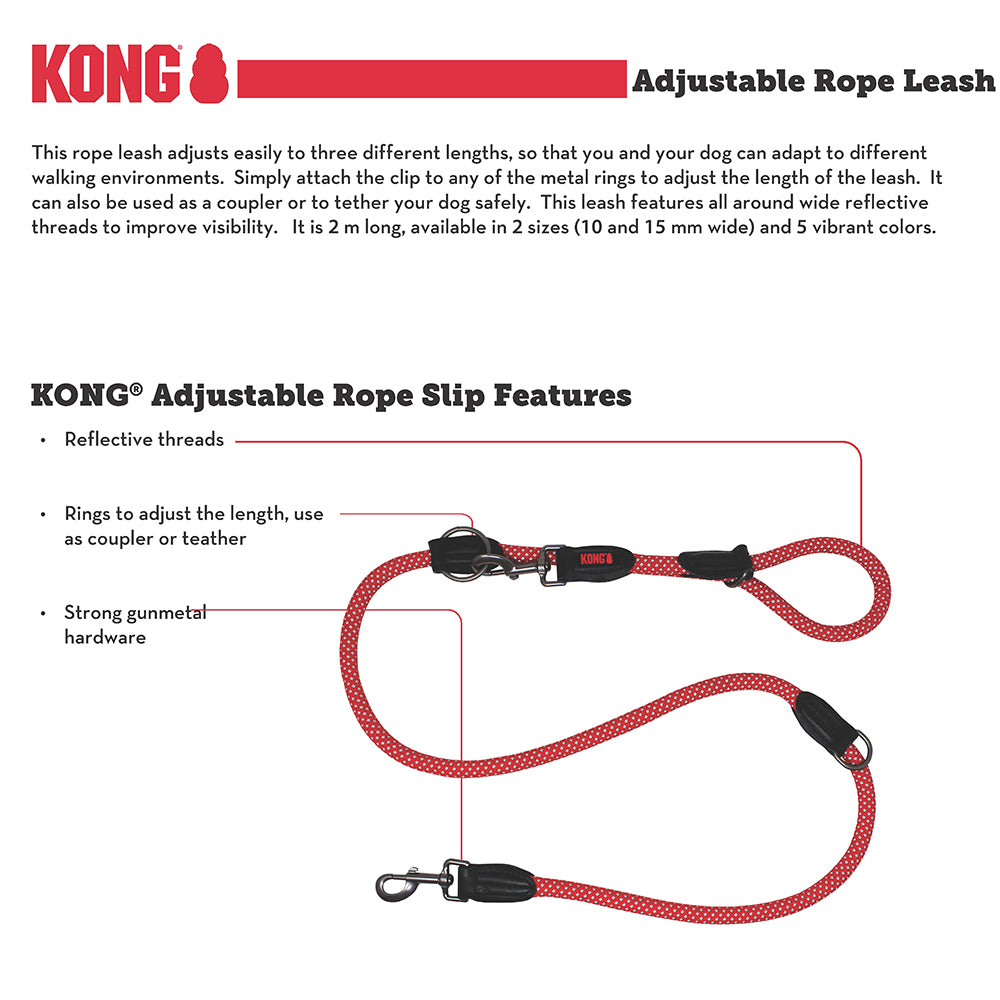 KONG Adjustable Rope Red Leashes