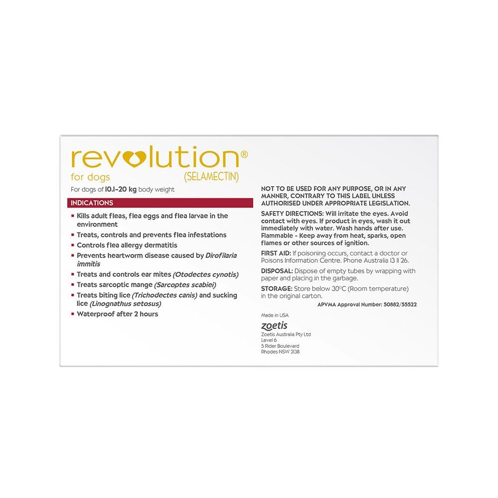 REVOLUTION Flea Management for Dogs weighing 10.1-20kg 6 packs