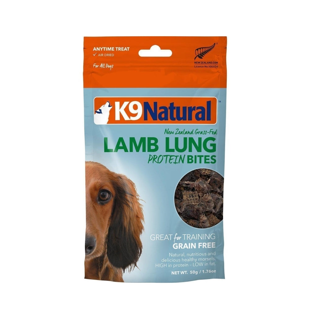 K9 NATURAL Lamb Lung Protein Bites Air Dried Dog Treats 50g