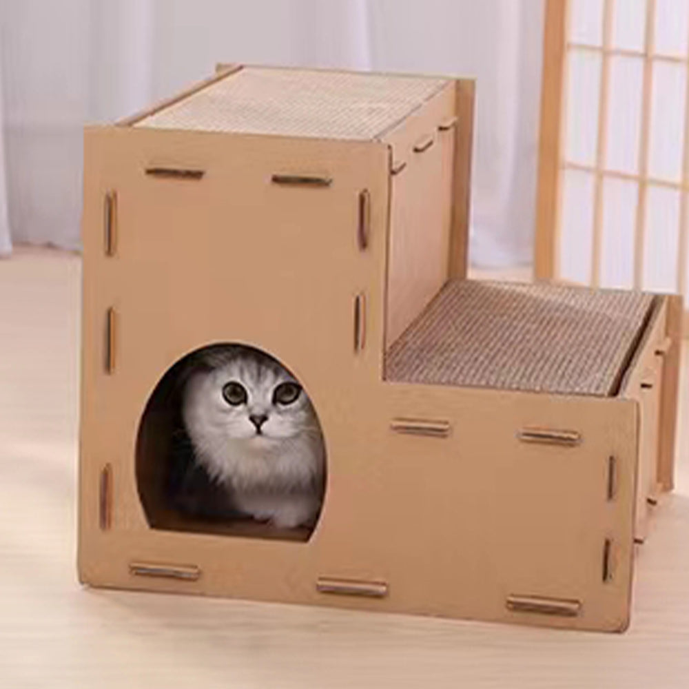 ZODIAC Double Layer Stairway House Corrugated Paper Cat Scratcher
