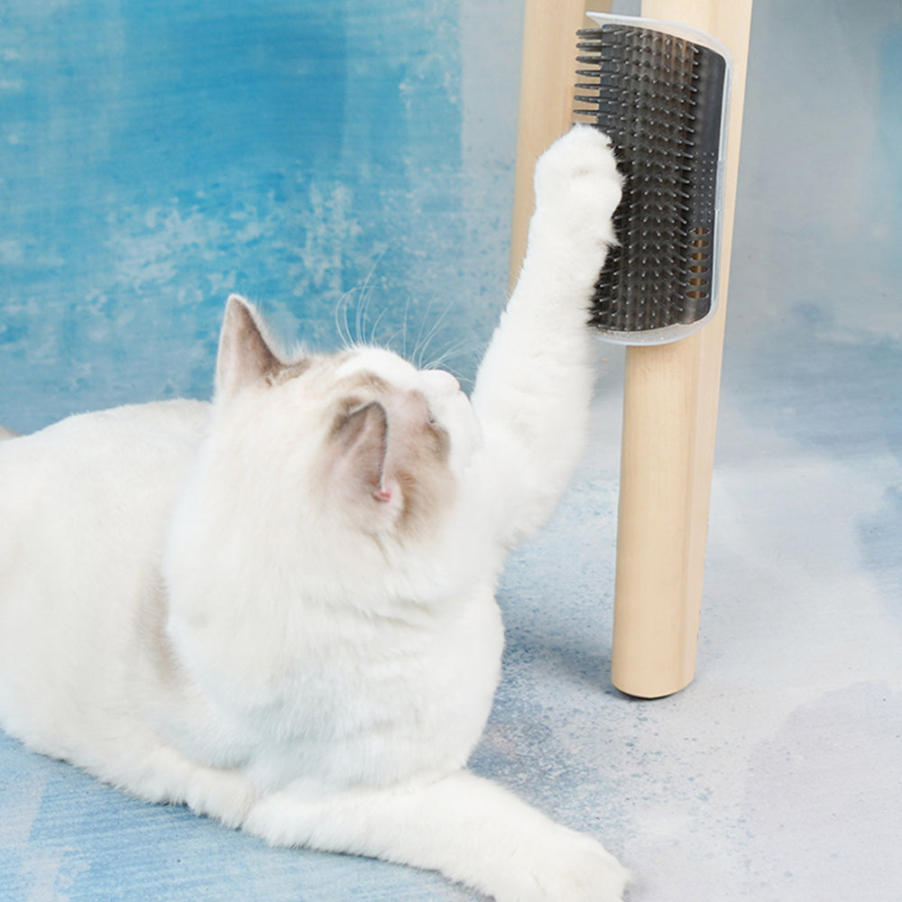 Cat Self GroomerWall Corner Massage Comb Grooming Brush - Grey