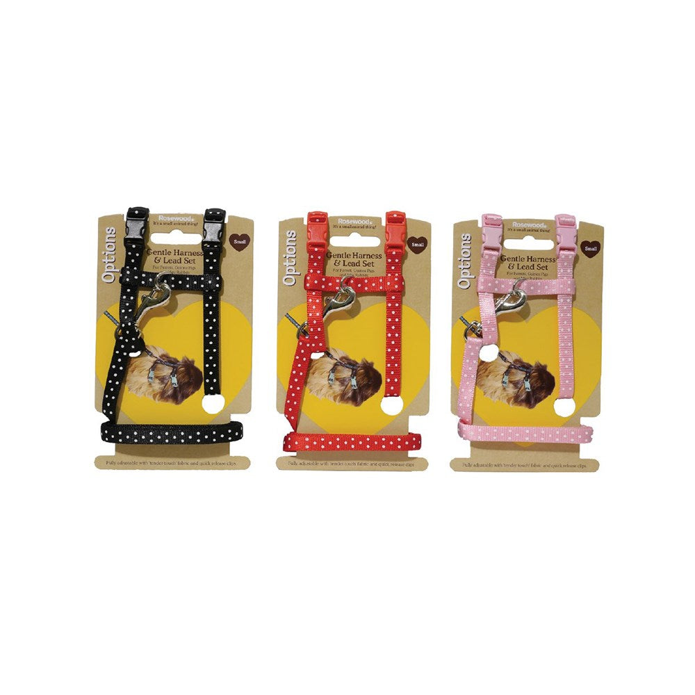 ROSEWOOD Large Polka Dot Harness & Lead for small animals