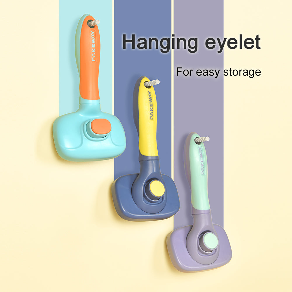 PAKEWAY Green & Purple T10 Self-Cleaning Slicker Brush Max (Extra Large)