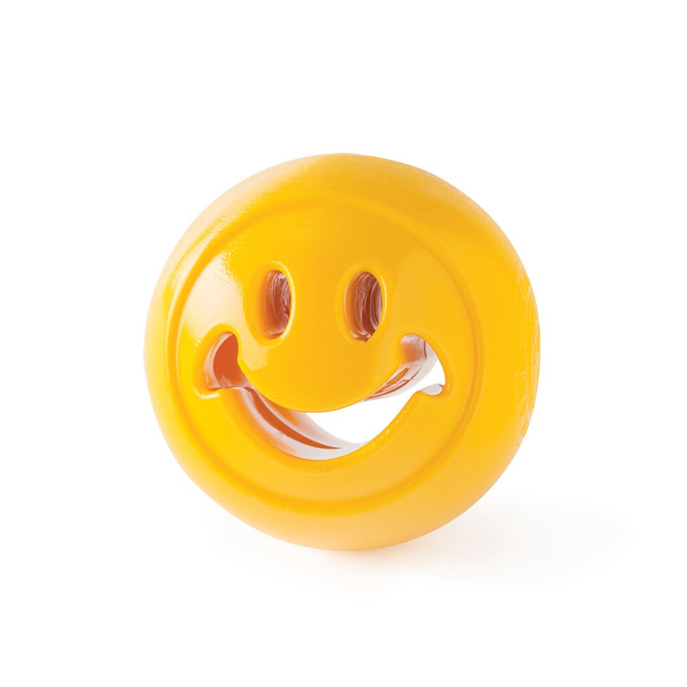PLANET DOG Orbee Tuff Nooks Yellow Smiley Face Dog Toy