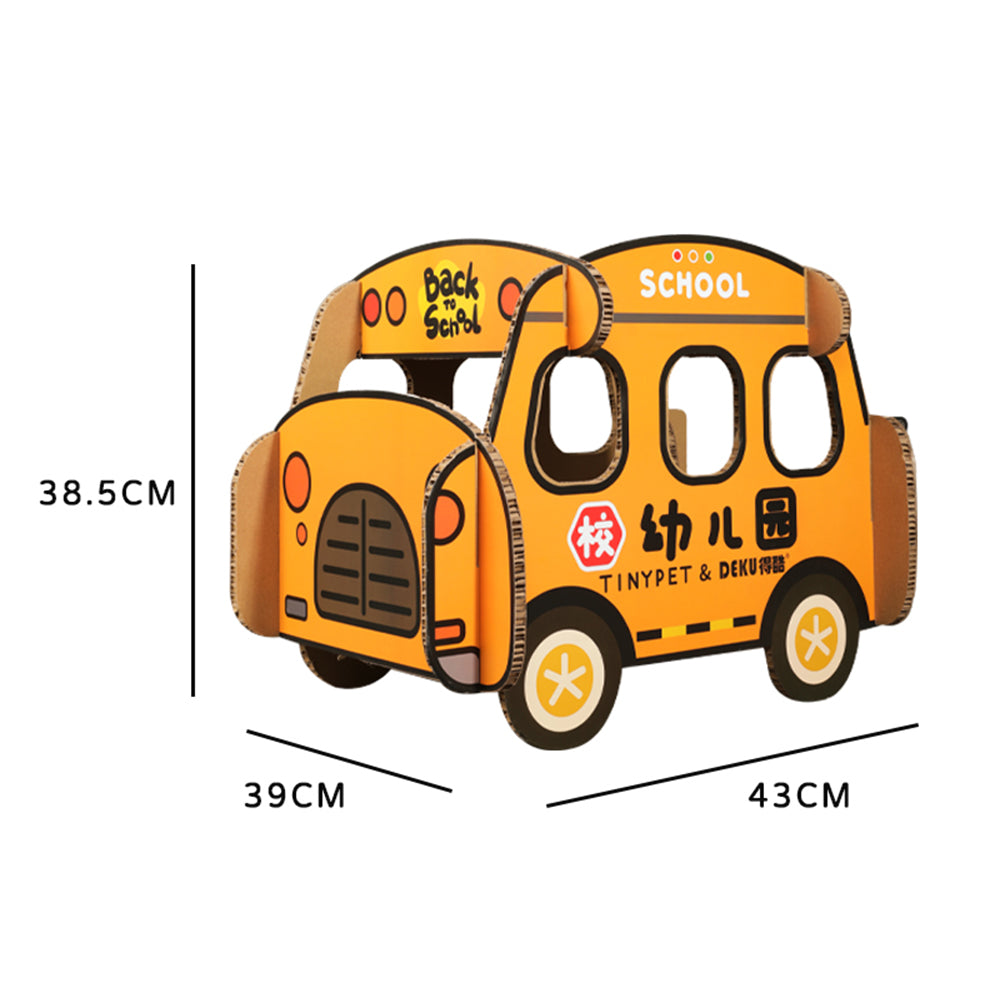 TINYPET School Bus Corrugated Paper Cat Scratcher