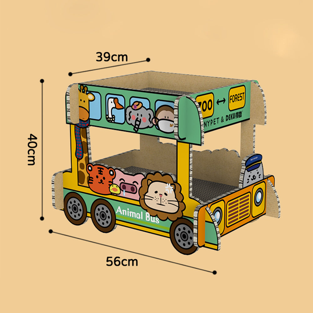 TINYPET Double-Decker Animal Bus Corrugated Paper Cat Scratcher