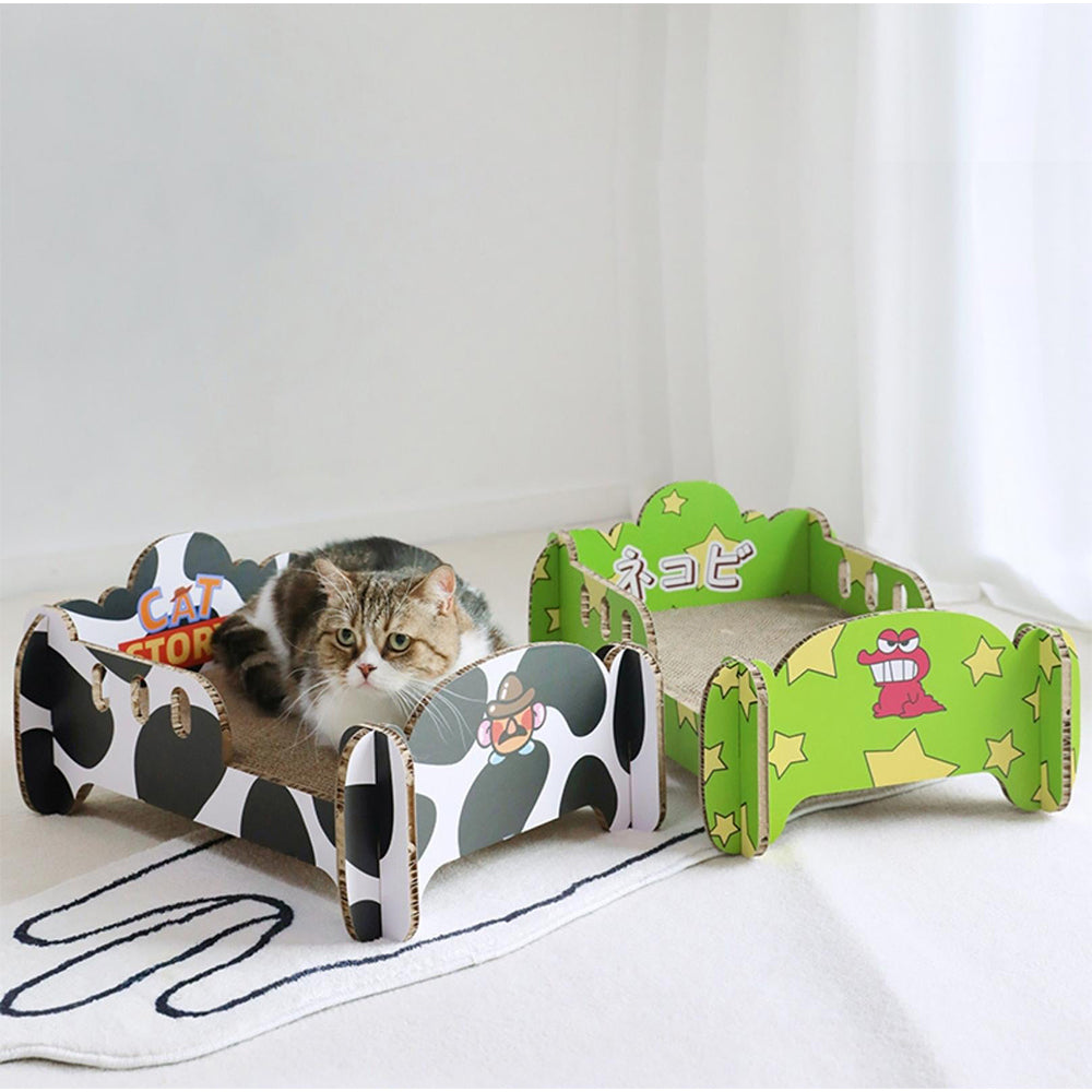 TINYPET Cute Pattern Single Bed-Styled Cat Scratcher - Biscuit