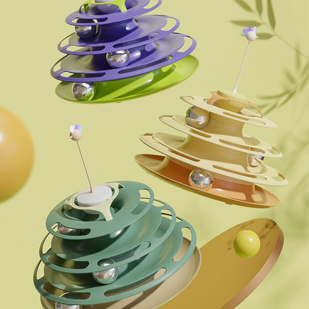 KARA PET Purple Cat Turntable Toy With Balls