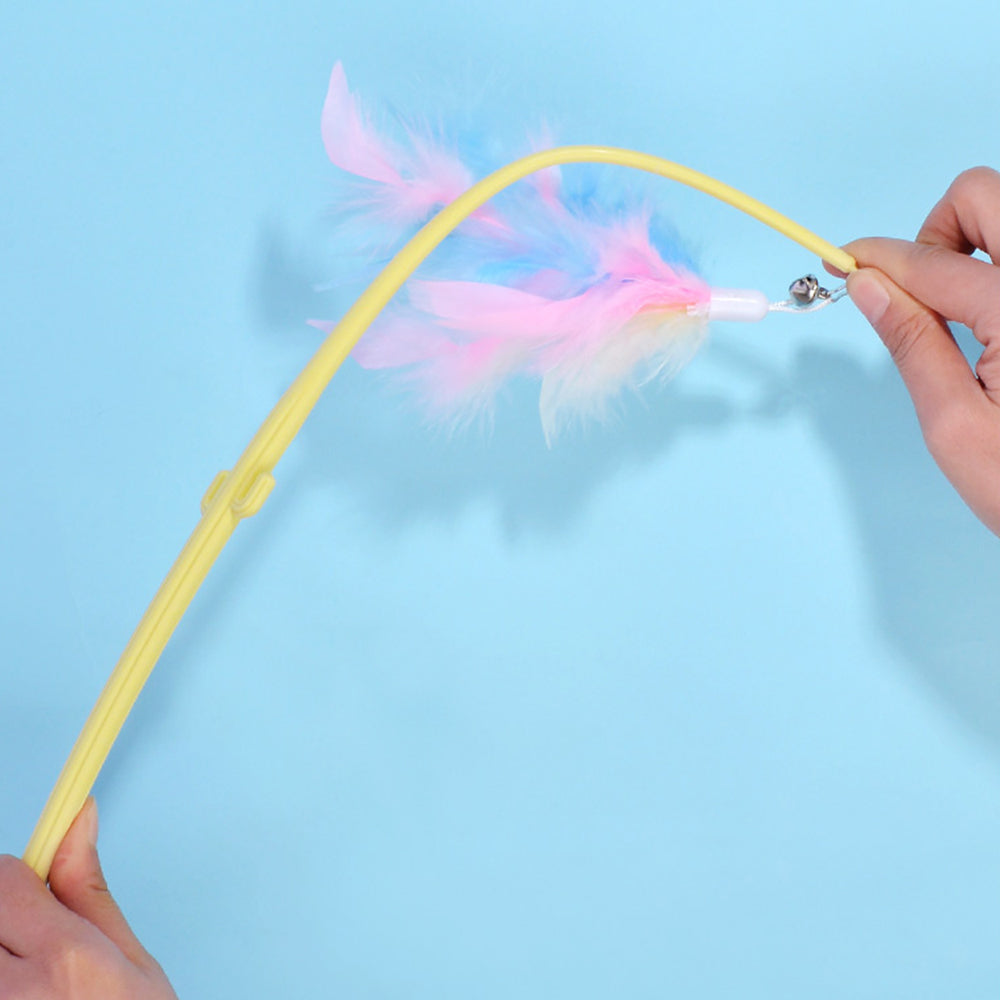 Cactus Long Pole Feather Cat Teaser Yellow