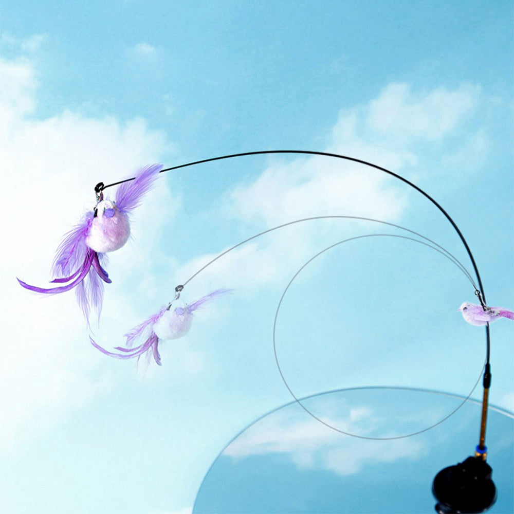 Simulation Feather Steel Wire Cat Teaser Wand Purple-tailed Bird