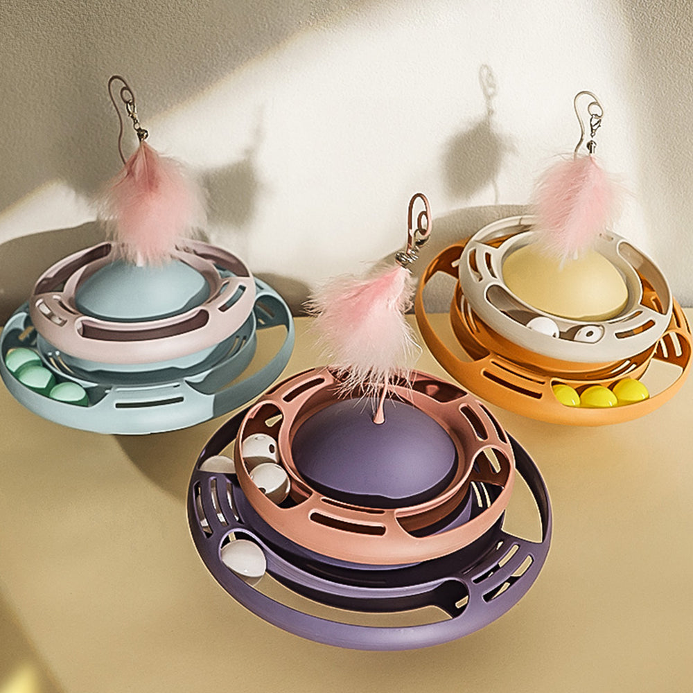 HOOPET Cat Turntable Toy With Balls - Pink Purple