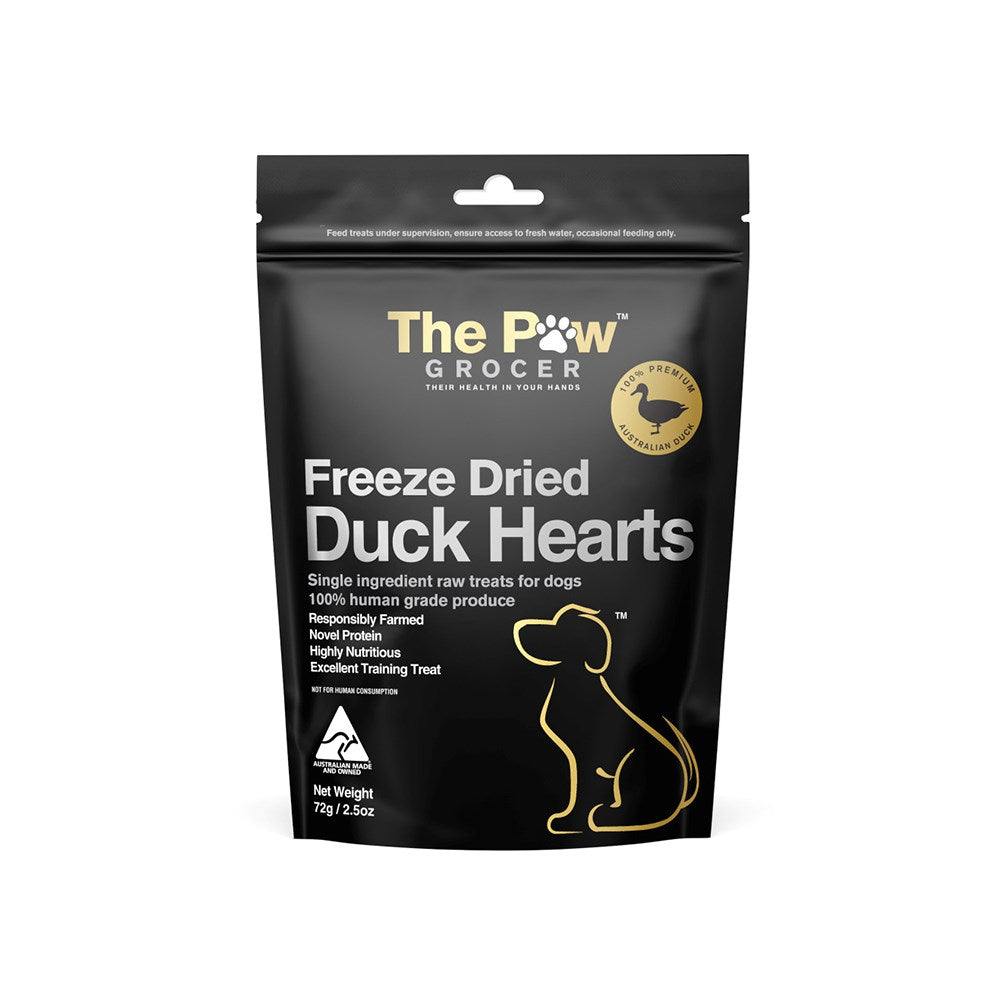 THE PAW GROCER Freeze Dried Duck Hearts Dog Treats 72g