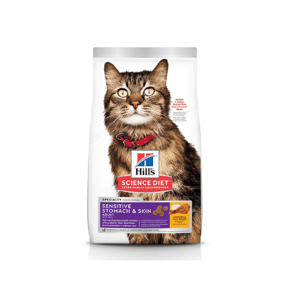 HILLS Science Diet Sensitive Stomach & Skin Chicken & Rice Adult Dry Cat Food 3.17kg/7.03kg