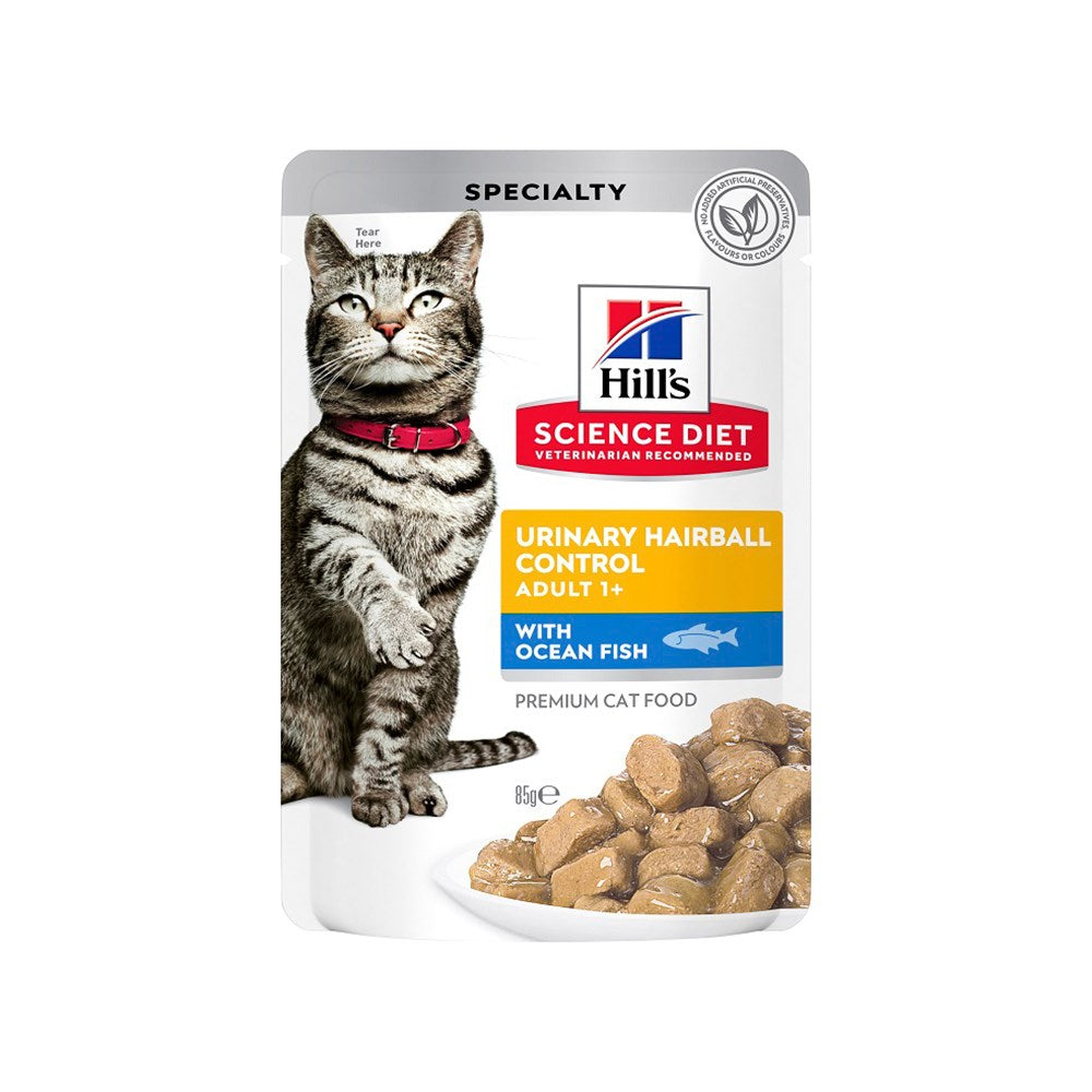 HILLS Science Diet Urinary Hairball Control Ocean Fish Adult Wet Cat Food 85g x 12