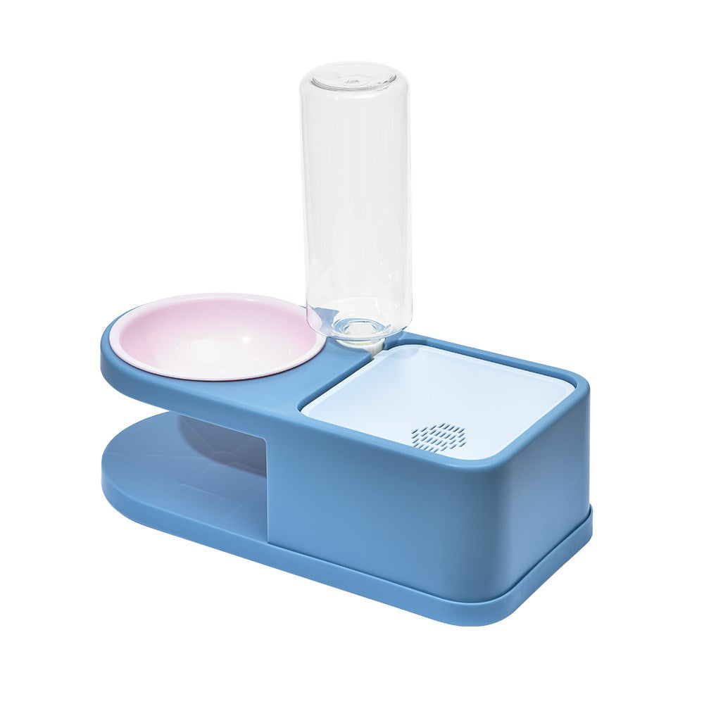 PAKEWAY Blue "Square Met Round" Pet Food Drinking Bowl