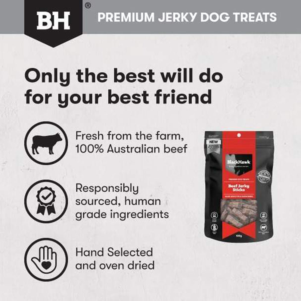 BLACK HAWK Beef Jerky Sticks Dog Treats 100g