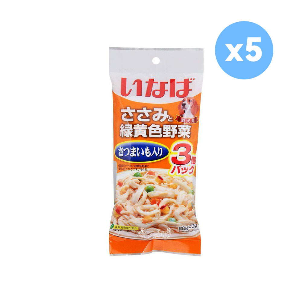 CIAO Chicken Fillet Sweet Potato Vegetables Value Pack Dog Treats 60gx3pcsx5pk