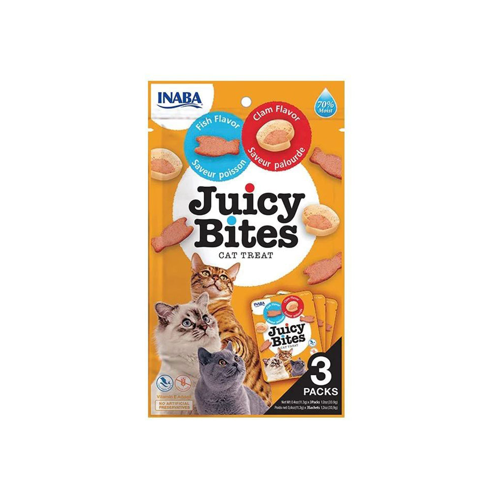 INABA Juicy Bites Fish & Clam Flavor Cat Treats 3x11.3g