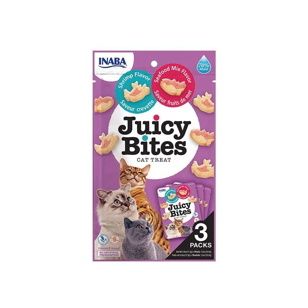 INABA Juicy Bites Shrimp & Seafood Mix Flavor Cat Treats 3x11.3g