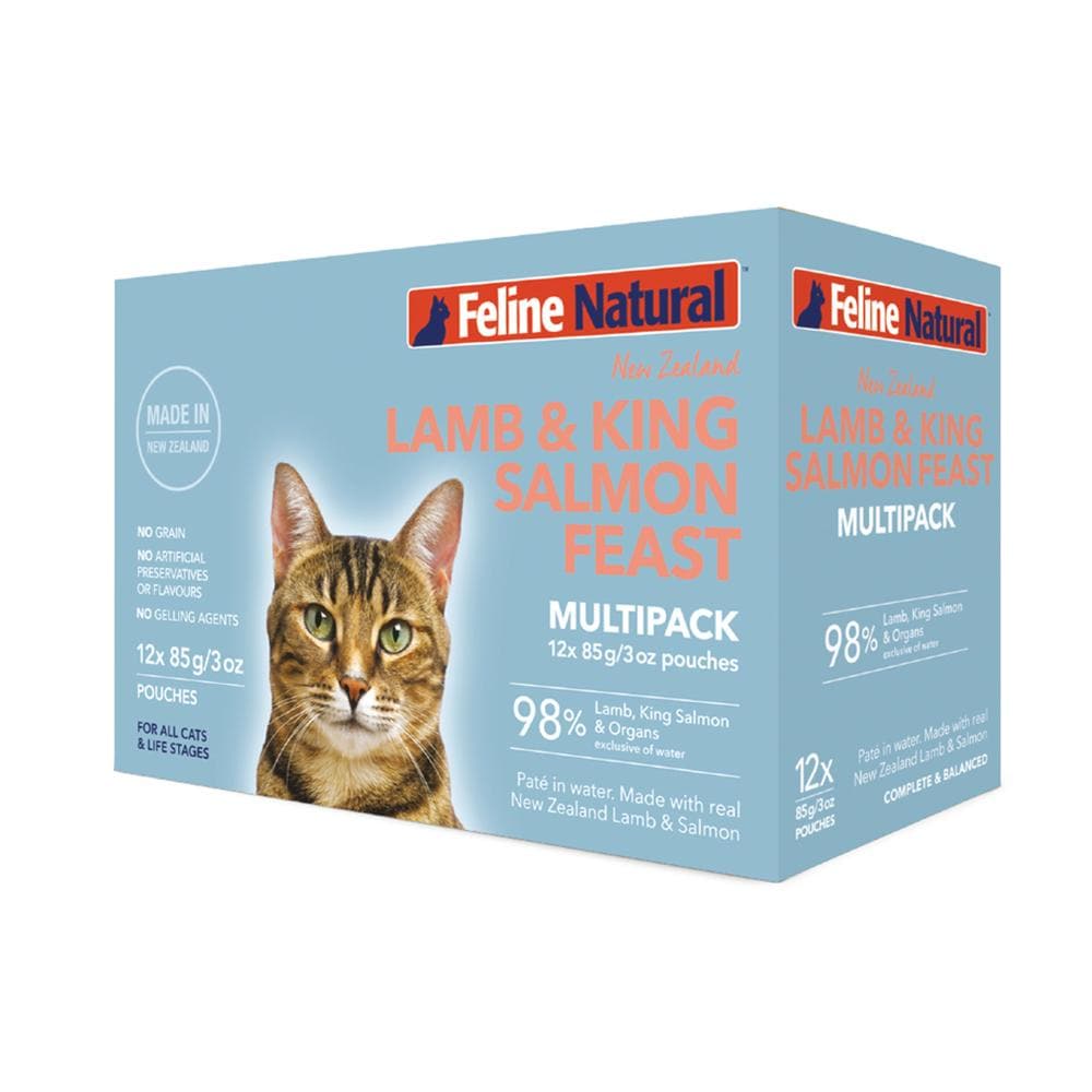 FELINE NATURAL Lamb & King Salmon Cat Food 12x85g (pouches)