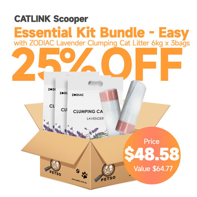 CATLINK Waste Bags for SCOOPER Self-Clean Smart Cat Litter Box 2x20bags + ZODIAC Lavender Clumping Cat Litter 3x6kg