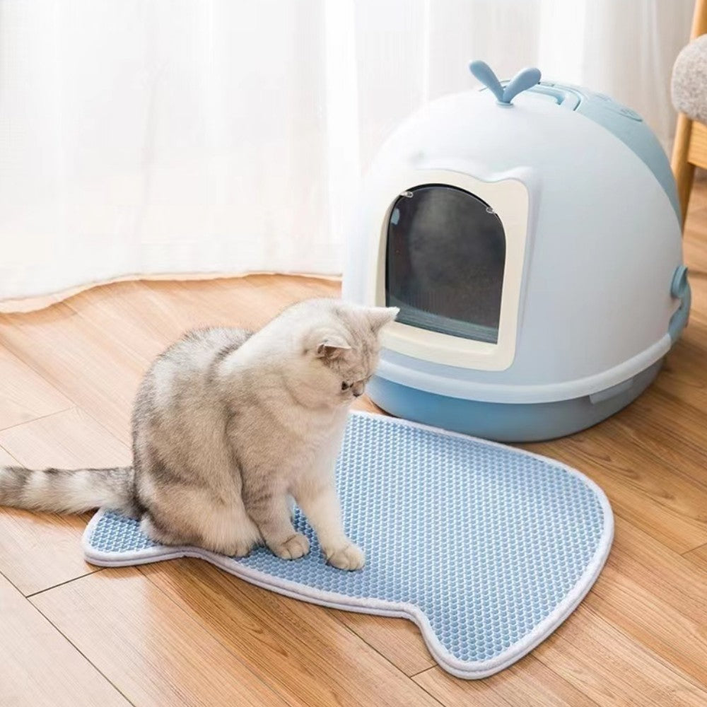 KARA PET Pink Double Layer Sand-controlled Owl Cat Litter Mat