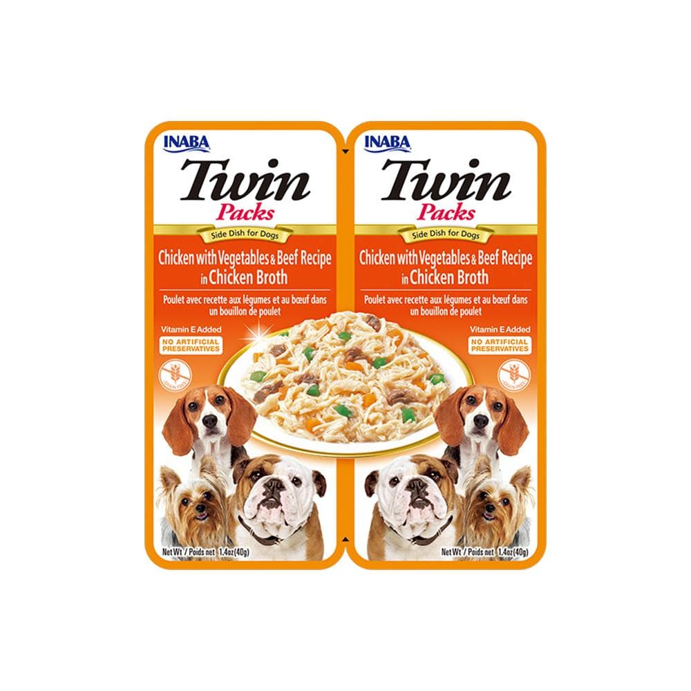 INABA Dog Twin Packs Chicken With Vegetables & Beef In Chicken Flavored Broth 40g x 2packs - Petso Online