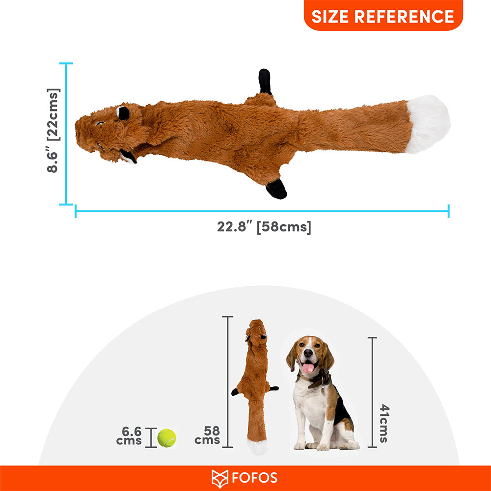 FOFOS Fox Skinneez Stuffless Crinkle Dog Toy