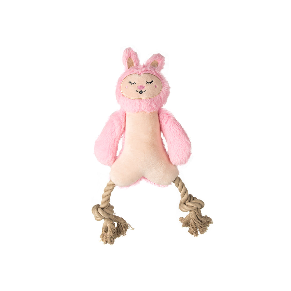 FOFOS Rope Rabbit Plush Crinkle Dog Toy