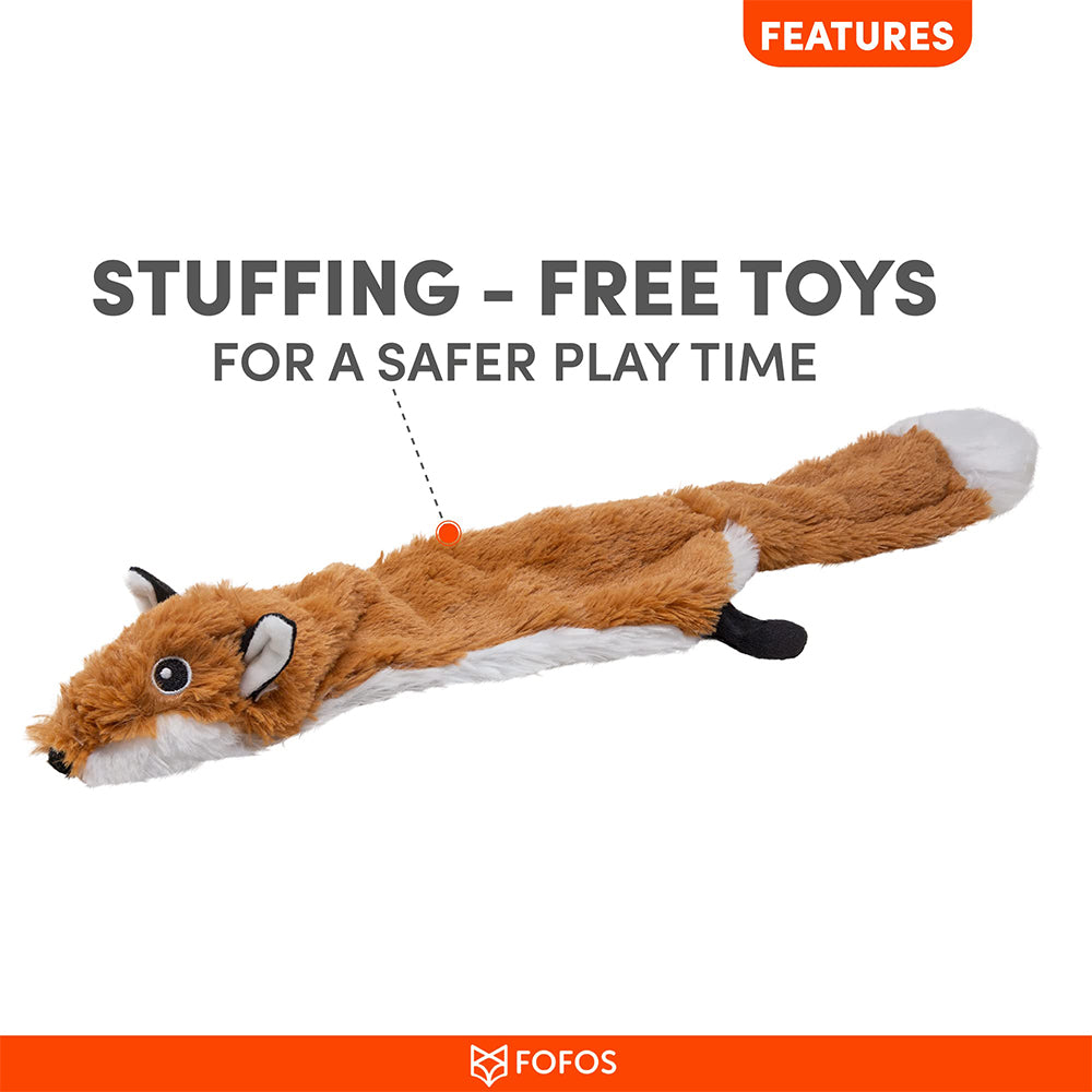 FOFOS Fox Skinneez Stuffless Crinkle Dog Toy