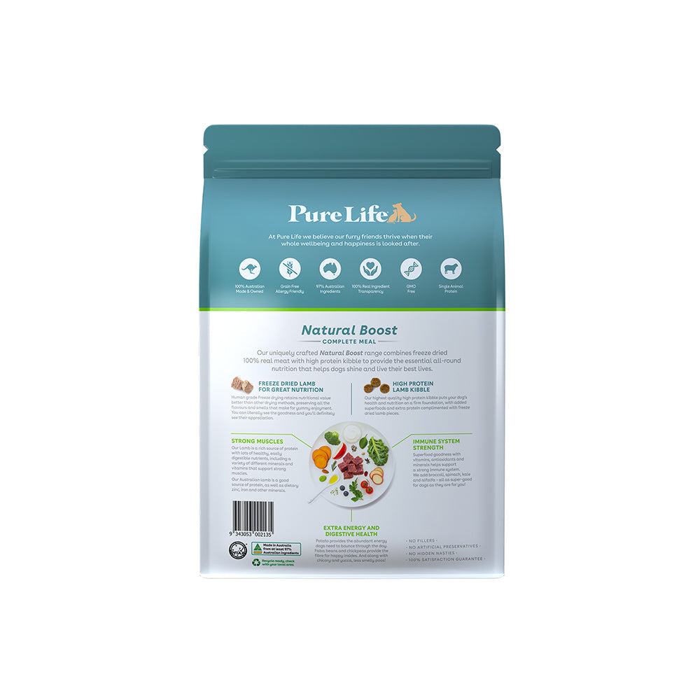 PURE LIFE Natural Boost Lamb Adult Dry Dog Food 8kg